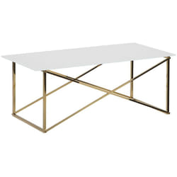 Beliani - Table Basse 100 x 50 cm en Verre et Acier Blanc et Doré Emporia
