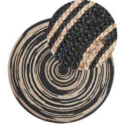 Tapis Rond Beige et Noir en Jute ø 140 cm pour Chambre ou Salon au Style Scandinave Beliani