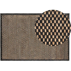 Beliani - Tapis Rectangulaire Beige et Noir en Cuir Patchwork avec Motif à Damier pour Intérieur au Style Moderne 140 x 200 cm