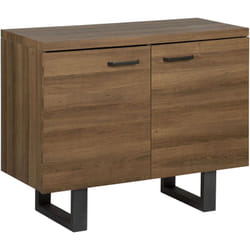 Buffet Moderne à 2 Portes en Bois Foncé Rangement avec Base en Métal Timber