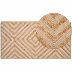 Tapis moderne beige au motif géométrique en jute et coton 80 x 150 cm. Décorez votre salon ou votre cuisine avec ce tapis à p ...