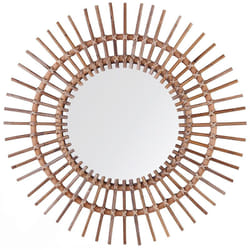 Beliani - Miroir Mural de Forme Ronde avec Cadre en Rotin Foncé pour Chambre et Salon Traditionnel et Moderne