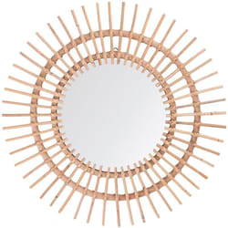 Beliani - Miroir Mural de Forme Ronde avec Cadre en Rotin Clair pour Chambre et Salon Traditionnel et Moderne