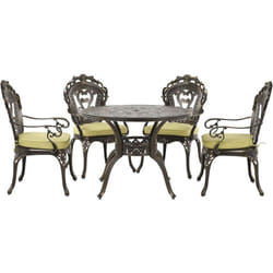 Ensemble de Repas de Jardin Table Ronde et 4 Chaises Assorties en Aluminium Marron et Doré Effet Vieilli pour Extérieurs Vintage Classiques Beliani
