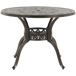 Table de Repas de Jardin 100 cm en Aluminium Effet Vieilli Marron Reflets Dorés Très Décorative pour Jardin ou Terrasse Classique Beliani