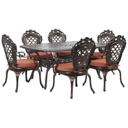 Ensemble de repas de jardin marron 6 places avec coussins oranges LIZZANO