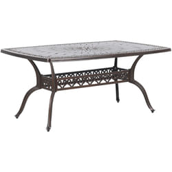 Table de Repas de Jardin 102 x 165 cm en Aluminium Effet Métal Vieilli Marron Cuivré Très Décorative pour Jardin ou Terrasse Classique Beliani