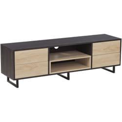 Beliani - Meuble tv à Tiroirs Effet Bois Clair et Foncé en Matières Durables Solution de Rangement pour Salon au Design Moderne et Industriel