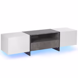 Meuble TV élégant et décoratif avec éclairage LED multicolore intégré. Ce meuble TV au design ultra moderne constitue une com ...