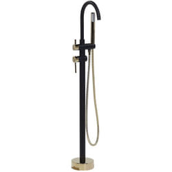 Beliani - Robinet Mitigeur de Bain sur Pied en Inox Zinc et Laiton Noir et Doré 116 cm Tugela