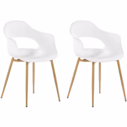 2 chaises de salle à manger au design scandinave blanches et bois clair. Cet ensemble de 2 chaises de salle à manger apporte ...