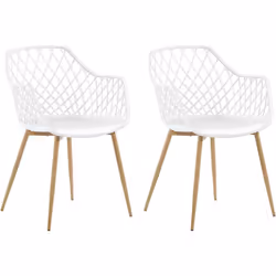 Description générale Ensemble de 2 chaises scandinaves blanches et en bois clair, parfait pour une salle à manger ou une cuis ...
