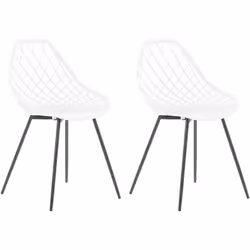 2 chaises design blanches et noires pour salle à manger minimaliste. Créez un coin repas confortable grâce à ces splendides c ...