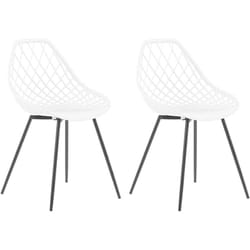 Beliani - Lot 2 Chaises Design Blanches en Plastique Blanc et Métal Noir Robustes et Confortables pour Salon ou Salle à Manger Minimaliste et