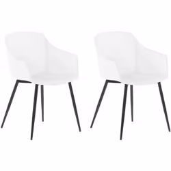 2 chaises design pour salle à manger avec siège blanc et pieds noirs. Un design intemporel combiné au confort d'assise élevé  ...