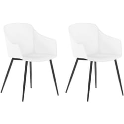 Lot de 2 Chaises Design avec Siège en Plastique Blanc et Piètement en Métal Noir pour Salle à Manger Salon ou Cuisine Scandinave et Moderne Beliani