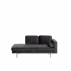 Beliani - Chaise longue en velours noir côté droit MIRAMAS