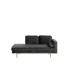 Beliani - Chaise longue en velours noir côté droit MIRAMAS