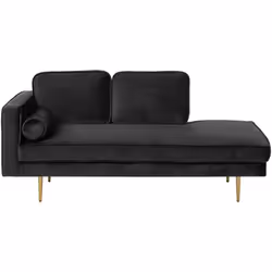 Méridienne en velours noir au style glamour. Élégante, moderne et extrêmement confortable ! Cette chaise longue en velours no ...