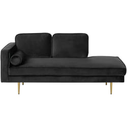 Beliani - Chaise Longue Méridienne Côté Gauche en Velours Noir Assise Confortable pour Salon Glamour et Moderne