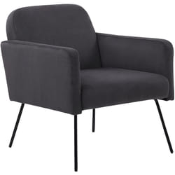 Beliani - Fauteuil de Salon Moderne et Rétro Pied en Métal Noir Velours Gris Narken