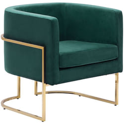 Fauteuil Club Cabriolet Tapissé en Velours Vert Foncé avec Structure en Acier Doré Design Tendance pour Chambre ou Salon Glamour Vintage Beliani