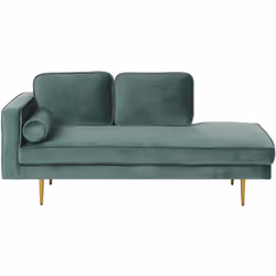 Méridienne en velours vert menthe au style glamour. Élégante, moderne et extrêmement confortable ! Cette chaise longue en vel ...