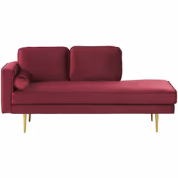Méridienne en velours rouge foncé au style glamour. Élégante, moderne et extrêmement confortable ! Cette chaise longue en vel ...