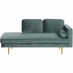 Méridienne en velours vert menthe au style glamour. Élégante, moderne et extrêmement confortable ! Cette chaise longue en vel ...