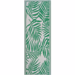 Tapis d'extérieur au style tropical vert et blanc 60 x 105 cm. Parfait pour améliorer le look de votre espace extérieur, ce t ...