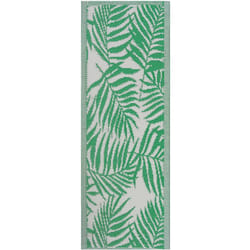 Beliani - Tapis d'Extérieur Vert et Blanc en Polypropylène Motif Feuilles de Palmier pour Terrasse au Style Moderne 60 x 105 cm