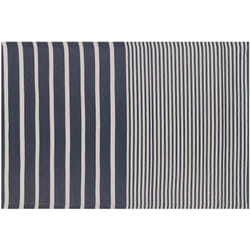 Beliani - Tapis d'Extérieur Bleu Foncé et Blanc en Polypropylène Motif à Rayure pour Terrasse au Style Moderne 120 x 180 cm