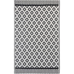 Tapis d'Extérieur Motif Géométrique 120 x 180 cm en Synthétique Noir Blanc Thane