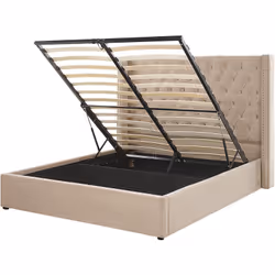 Description générale Lit double avec rangement sous le sommier, alliant élégance vintage et influences modernes, parfait pour ...