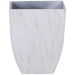 Pot de Fleurs Cache-pot Carré 35 x 35 x 42 cm en Mélange de Pierre Effet Marbre Blanc Idéal pour Extérieur et Intérieur Glamour et Moderne Beliani