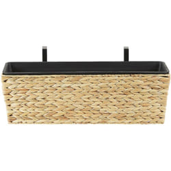 Jardinière Pot de Fleurs Rectangulaire Beige 60 cm de Type Panier en Fibres Naturelles pour Balcon Terrasse ou Jardin Boho et Campagne Beliani