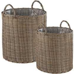 Lot de 2 Paniers Cache-pots à Plantes en Rotin pe Beige Sable Idéales pour Balcon Terrasse et Salon au Style Bohème Tendance Beliani