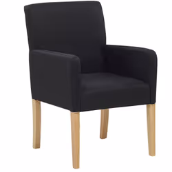 Description générale Cette chaise rembourrée noire avec pieds en bois et accoudoirs est un ajout élégant à tout espace, que c ...