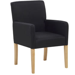 Chaise avec Accoudoirs Fauteuil en Polyester Noir et Bois Intemporel Rockefeller