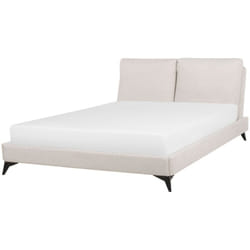 Beliani - Lit Double en Tissu Chenille Beige 160 x 200 cm avec Haute Tête de Lit Confortable de Style Glamour pour Chambre Moderne ou Classique
