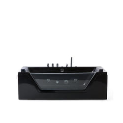 Baignoire balnéo - BELIANI - 160 cm - Acrylique noir - LED - Rectangulaire
