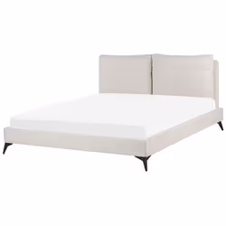 Lit double en tissu beige 180 x 200 cm MELLE