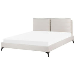Lit double en tissu beige 180 x 200 cm MELLE