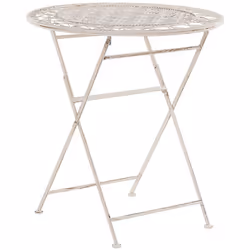 Table d'extérieur. Profitez pleinement de votre terrasse ou jardin grâce à cette table ronde d'une nuance classique de beige  ...