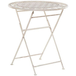 Table de Jardin ou Terrasse Bistrot Ronde et Pliante en Métal Beige Design Classique et Romantique Beliani