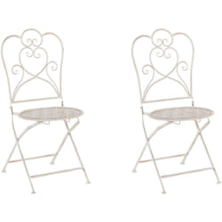 Lot de 2 Chaises de Jardin ou Terrasse de Type Bistrot Pliantes en Métal Beige Design Classique et Romantique Beliani