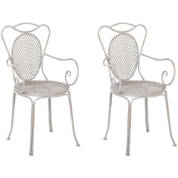 Beliani - 2 Chaises de Jardin Terrasse ou Blacon Type Bistro en Métal Gris Design Classique et Romantique