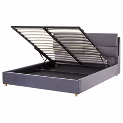 Lit avec coffre en velours gris avec rangement 160 x 200 cm BATILLY