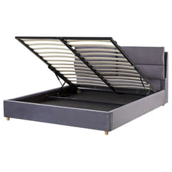 Lit avec coffre en velours gris avec rangement 160 x 200 cm BATILLY