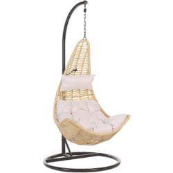 Beliani - Fauteuil Suspendu Extérieur et Intérieur en Rotin Beige Design Moderne et Support Solide pour Salon ou Jardin